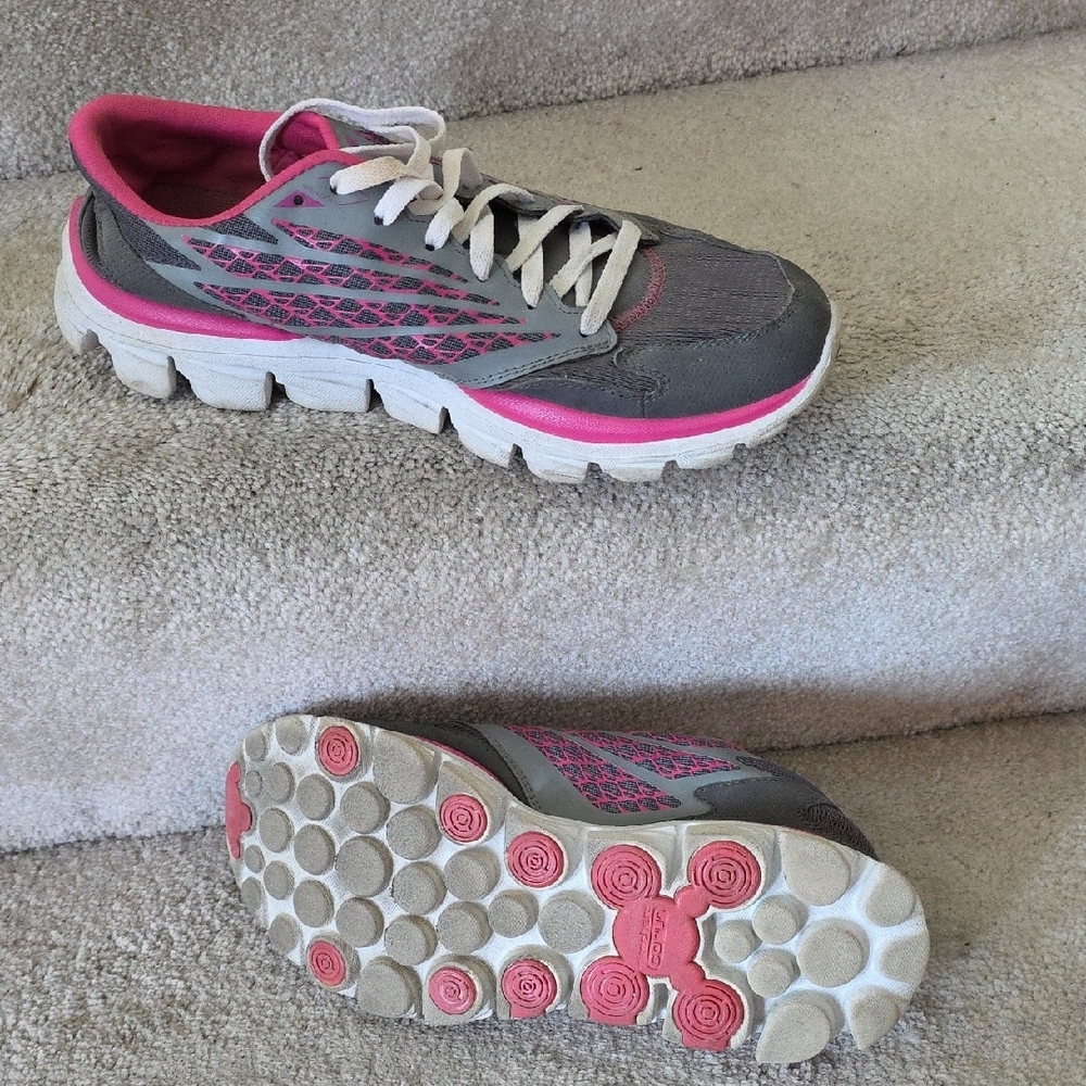Women's Gray and Pink Athletic Shoes